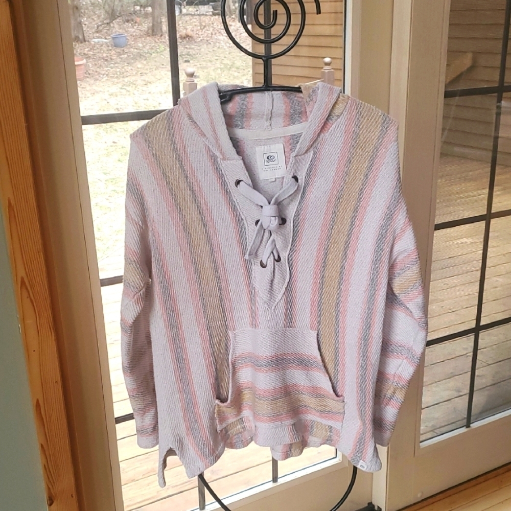 Rip Curl Striped Hooded Cinched Boho Sz. M Shirt‎ Jacket